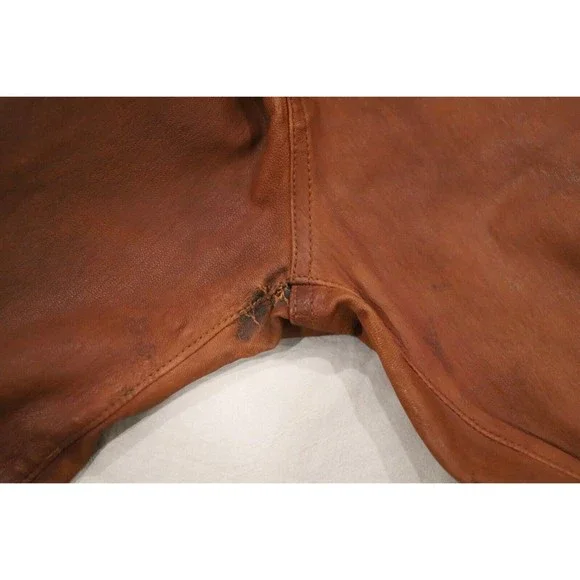 Rag & Bone Womens Sz 30 Hana Lamb Leather Pants Brown Highrise Crop Wide Leg - Picture 7 of 11